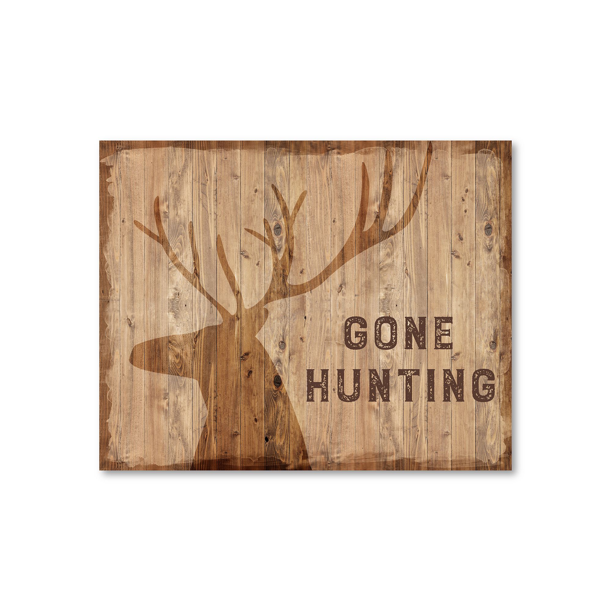 COURTSIDE MARKET Gone Hunting Wooden Board Sign, Multi Color