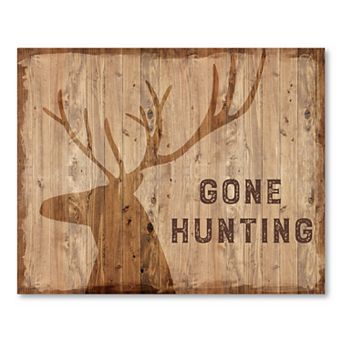 COURTSIDE MARKET Gone Hunting Wooden Board Sign