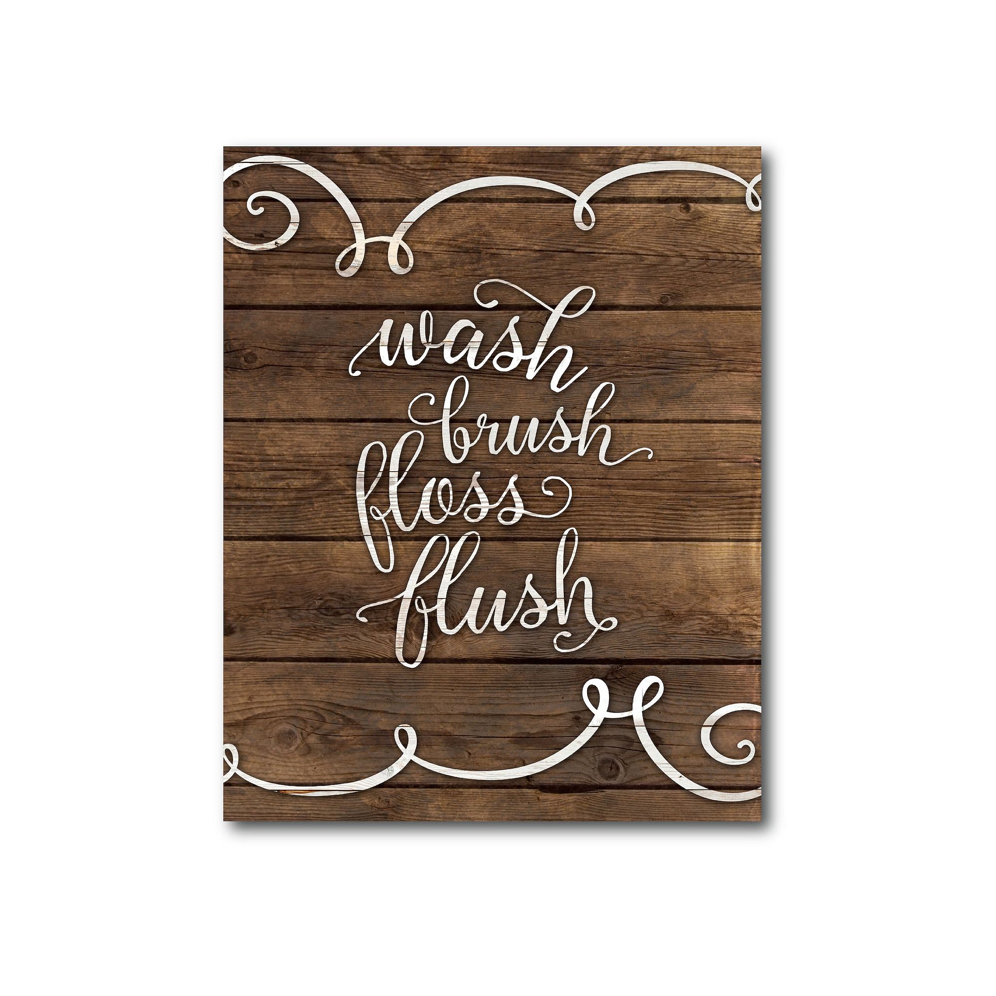 COURTSIDE MARKET Wash Brush Floss Flush Board Sign, Multi Color