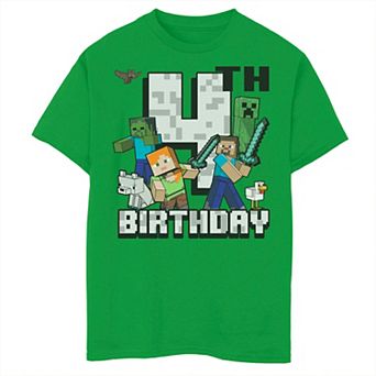 Boys 8-20 Minecraft Adventures 4th Birthday Graphic Tee