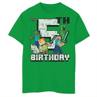 Boys 8-20 Minecraft Adventures 5th Birthday Graphic Tee