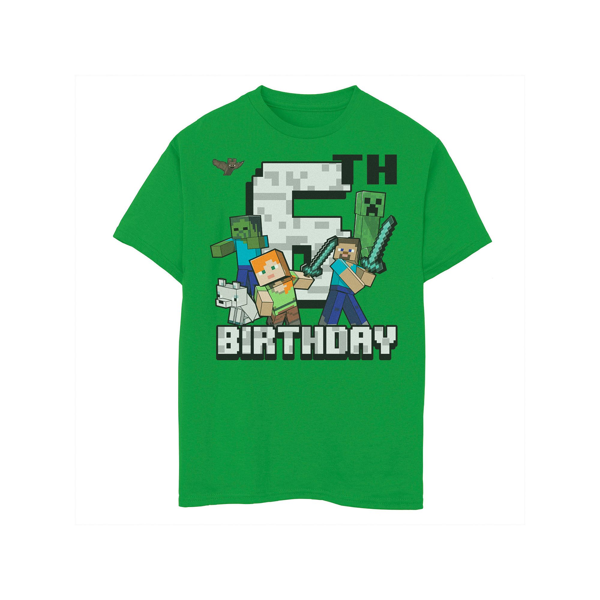 Boys 8-20 Minecraft Adventures 6th Birthday Tee, Boys, Size: XS, Kelly