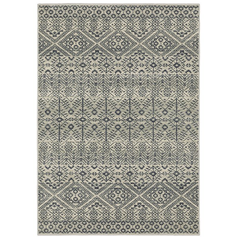 StyleHaven Bassel Tribal Geometric Area Rug, Blue, 10X13 Ft