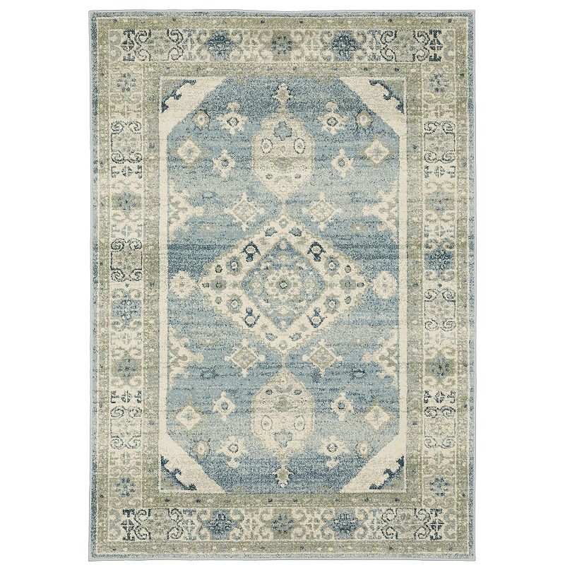 StyleHaven Bassel Bordered Medallion Area Rug, Blue, 5X7 Ft
