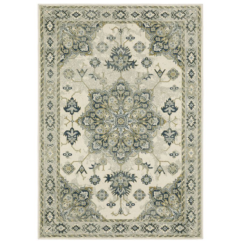 StyleHaven Bassel Center Medallion Area Rug, White, 10X13 Ft