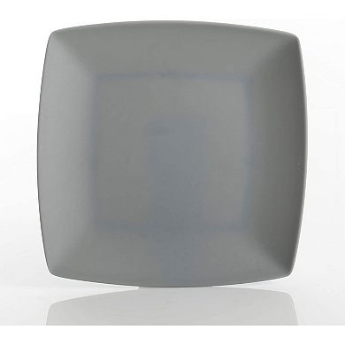 Gibson Home 16 Piece Square Melamine Dinnerware Set Plates, Bowls, & Cups, Grey