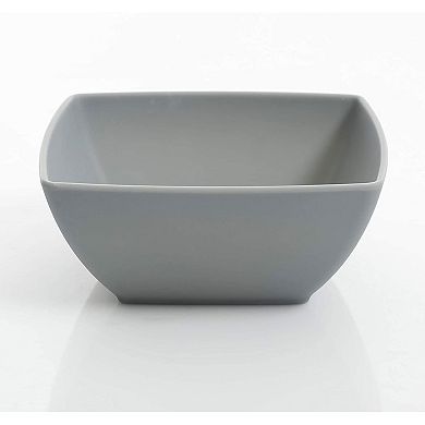 Gibson Home 16 Piece Square Melamine Dinnerware Set Plates, Bowls, & Cups, Grey