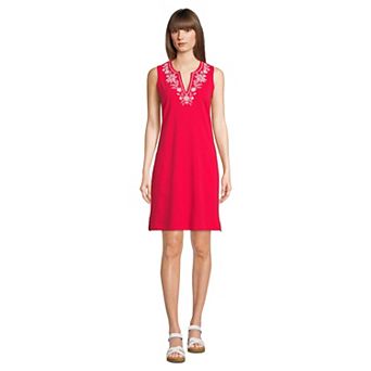 Women's Lands' End Embroidered Swim Cover-Up Dress