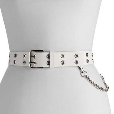 Chain Belt Women's Double Grommet Belt Women's Leather Double