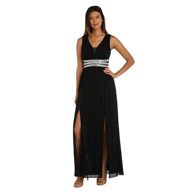 Petite R M Richards Rhinestone Waist V Neck Gown