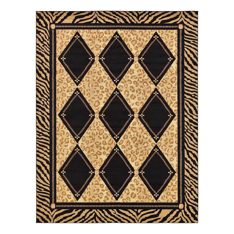 Unique Loom Ocelote Wildlife Rug, Brown, 8Ft Rnd