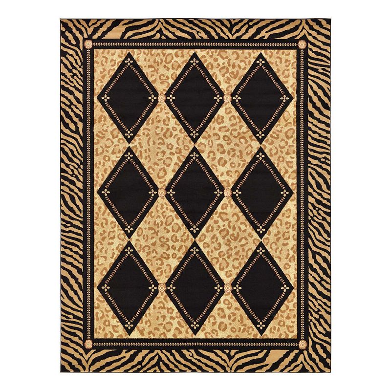 Unique Loom Ocelote Wildlife Rug, Brown, 8Ft Rnd