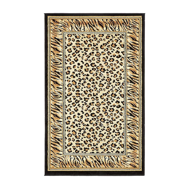 Unique Loom Cheetah Wildlife Rug, White, 9X12 Ft