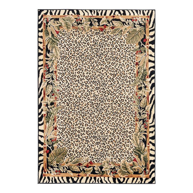 Unique Loom Jungle Wildlife Rug, White, 8Ft Rnd