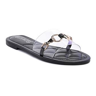 London Rag Clear Women's Buckled Quilted Slides