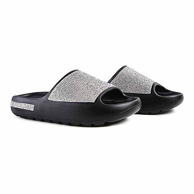 London Rag DUMBA Diamante Women's Pool Sliders