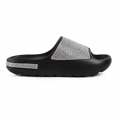 London Rag DUMBA Diamante Women's Pool Sliders