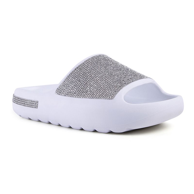 London Rag DUMBA Diamante Women's Pool Sliders,