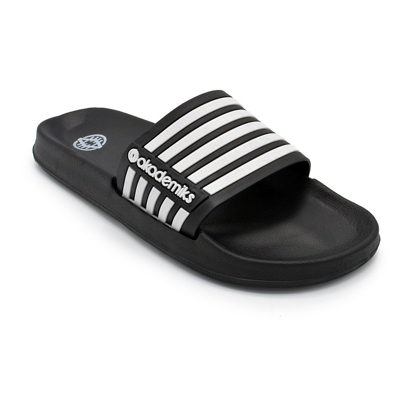 Akademiks Striipe Mens Slide Sandals, Size: 8, Black