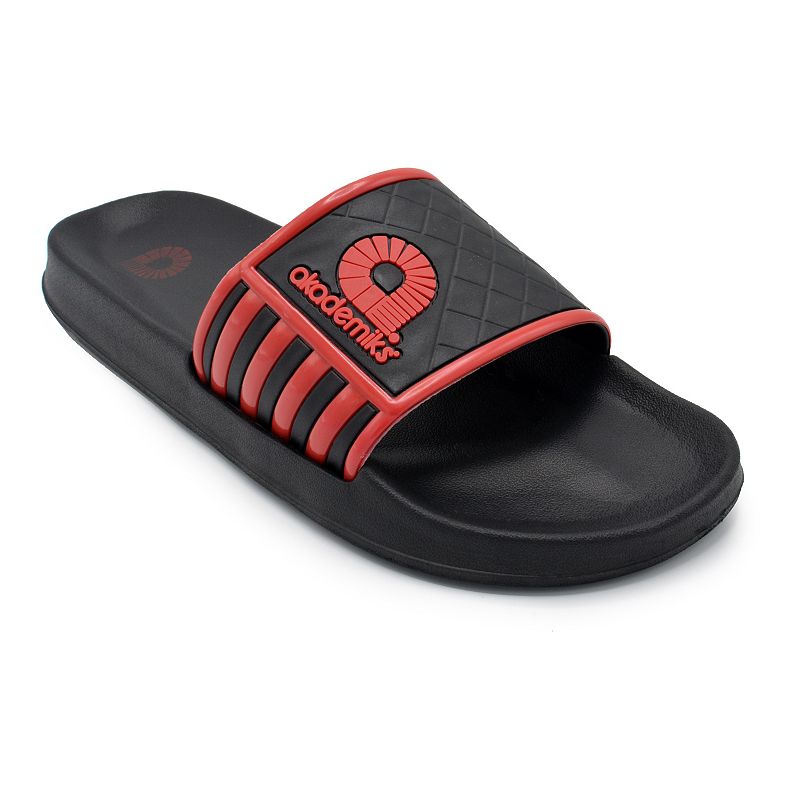 Akademiks Stripe Mens Slide Sandals, Size: 8, Red