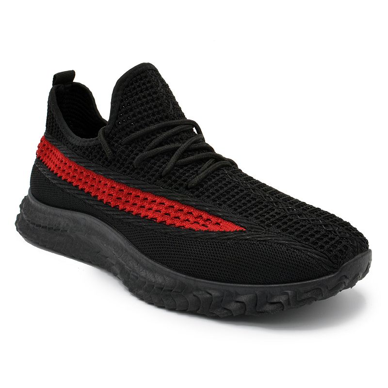 Akademiks Stream Mens Knit Sneakers, Size: 9, Black