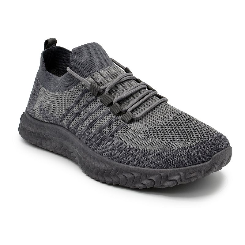 Akademiks Stripe Mens Knit Sneakers, Size: 8, Grey