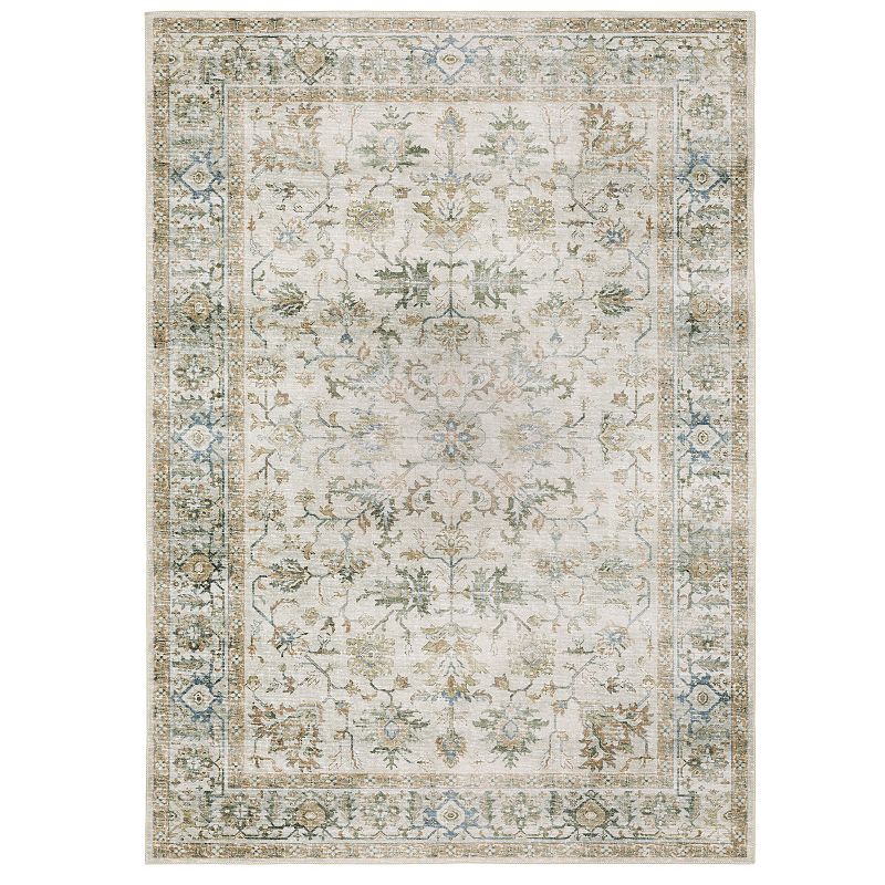 StyleHaven Clarissa Washable Vintage Ornate Area Rug, White, 7.5X10 Ft