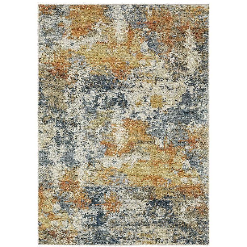 StyleHaven Marissa Washable Contemporary Abstract Area Rug, Orange, 7.5X10 Ft