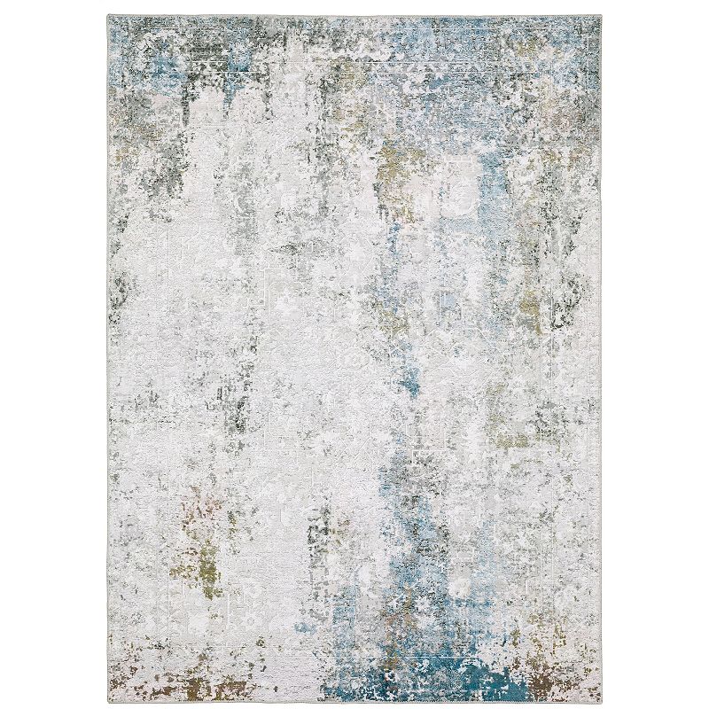 StyleHaven Marissa Washable Faded Ornate Area Rug, White, 7.5X10 Ft