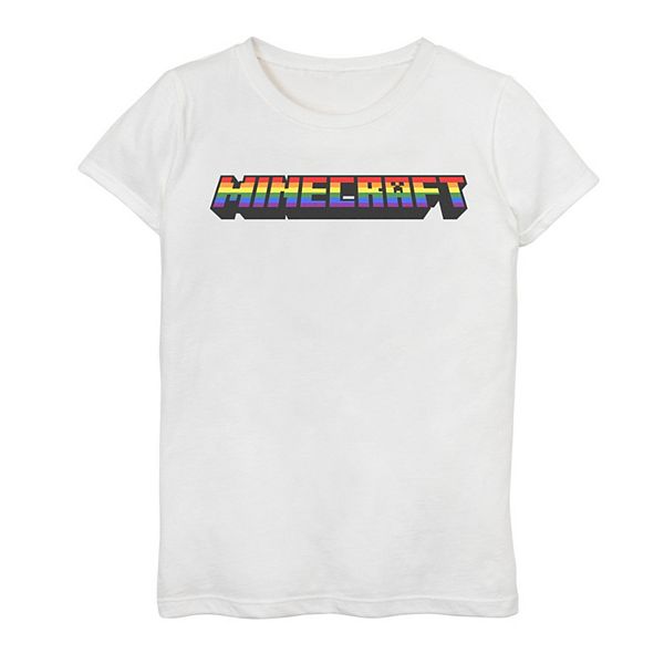 Girls 7-16 Minecraft Rainbow Pixelated Logo Graphic Tee