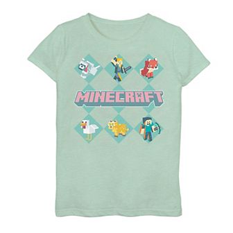 Girls 7-16 Minecraft Character Boxes Graphic Tee
