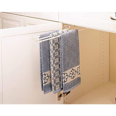 Rev-a-shelf Pullout Dish Towel Bar Under Kitchen Cabinet 3 Prong, White, 563-47