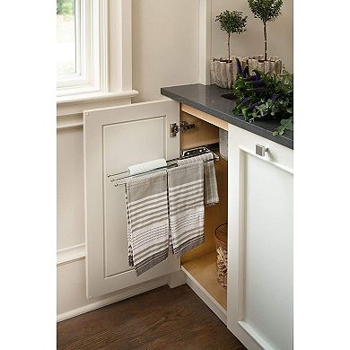 Rev-a-shelf Pullout Dish Towel Bar Under Kitchen Cabinet 3 Prong, White, 563-47