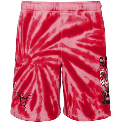 Youth Red Chicago Bulls Santa Monica Tie-Dye Shorts
