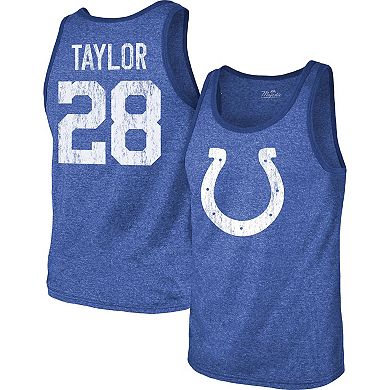 Men's Majestic Threads Jonathan Taylor Royal Indianapolis Colts Player Name & Number Tri-Blend Tank Top