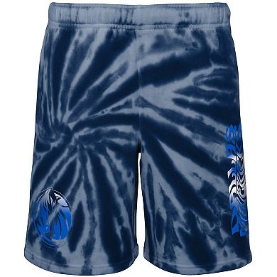 Youth Navy Dallas Mavericks Santa Monica Tie-Dye Shorts