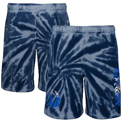 Youth Navy Dallas Mavericks Santa Monica Tie-Dye Shorts