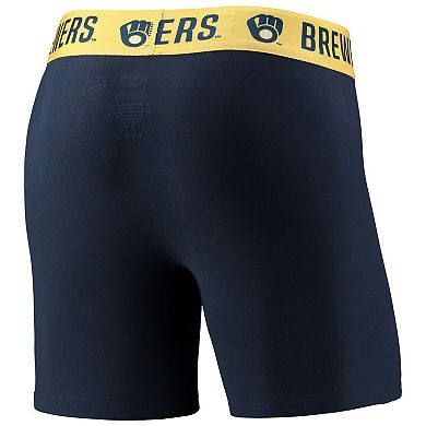 Men's Concepts Sport Navy/Gold Milwaukee Brewers Two-Pack Flagship Boxer Briefs Set