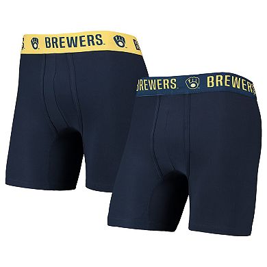 Men's Concepts Sport Navy/Gold Milwaukee Brewers Two-Pack Flagship Boxer Briefs Set