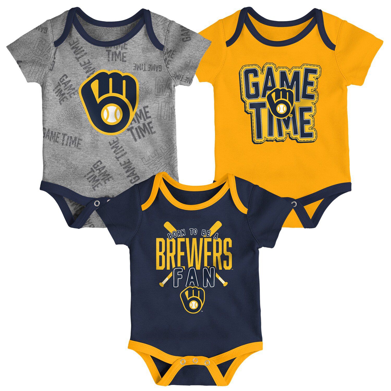 Outerstuff Newborn & Infant Gold/White/Heather Gray Pittsburgh Pirates  Biggest Little Fan 3-Pack Bodysuit Set