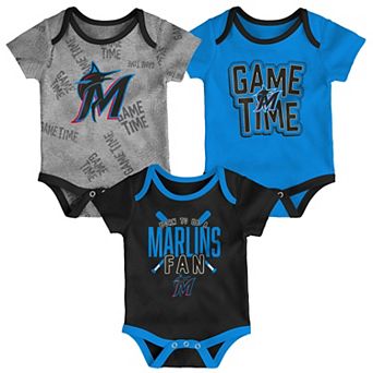 Newborn & Infant Miami Marlins Navy/Gray/Heathered Gray Game Time Three-Piece Bodysuit Set