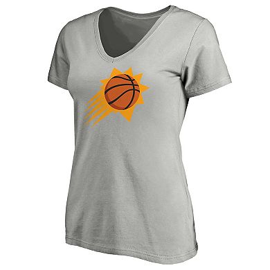 Women's Fanatics Branded Gray Phoenix Suns Primary Logo Team V-Neck T-Shirt