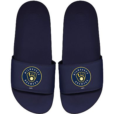Youth ISlide Navy Milwaukee Brewers Primary Motto Slide Sandals