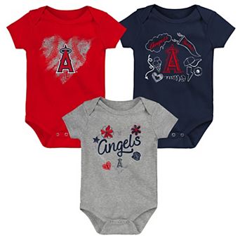Infant Red/Navy/Gray Los Angeles Angels Batter Up 3-Pack Bodysuit Set