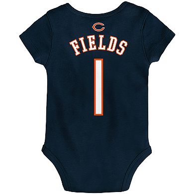 Infant Justin Fields Navy Chicago Bears Mainliner Player Name & Number Bodysuit