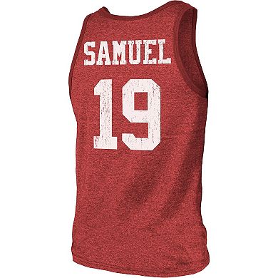 Men's Majestic Threads Deebo Samuel Scarlet San Francisco 49ers Name & Number Tri-Blend Tank Top
