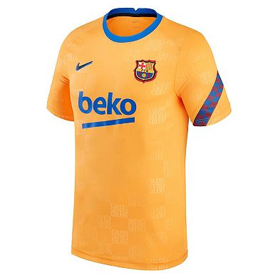 Men's Nike Orange Barcelona 2021/2022 Pre-Match Performance Top