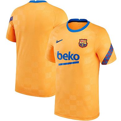 Men's Nike Orange Barcelona 2021/2022 Pre-Match Performance Top