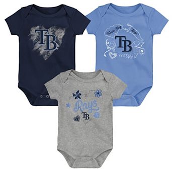 Infant Navy/Light Blue/Gray Tampa Bay Rays Batter Up 3-Pack Bodysuit Set
