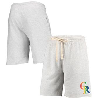 Men's Concepts Sport Oatmeal Colorado Rockies Mainstream Logo Terry Tri-Blend Shorts